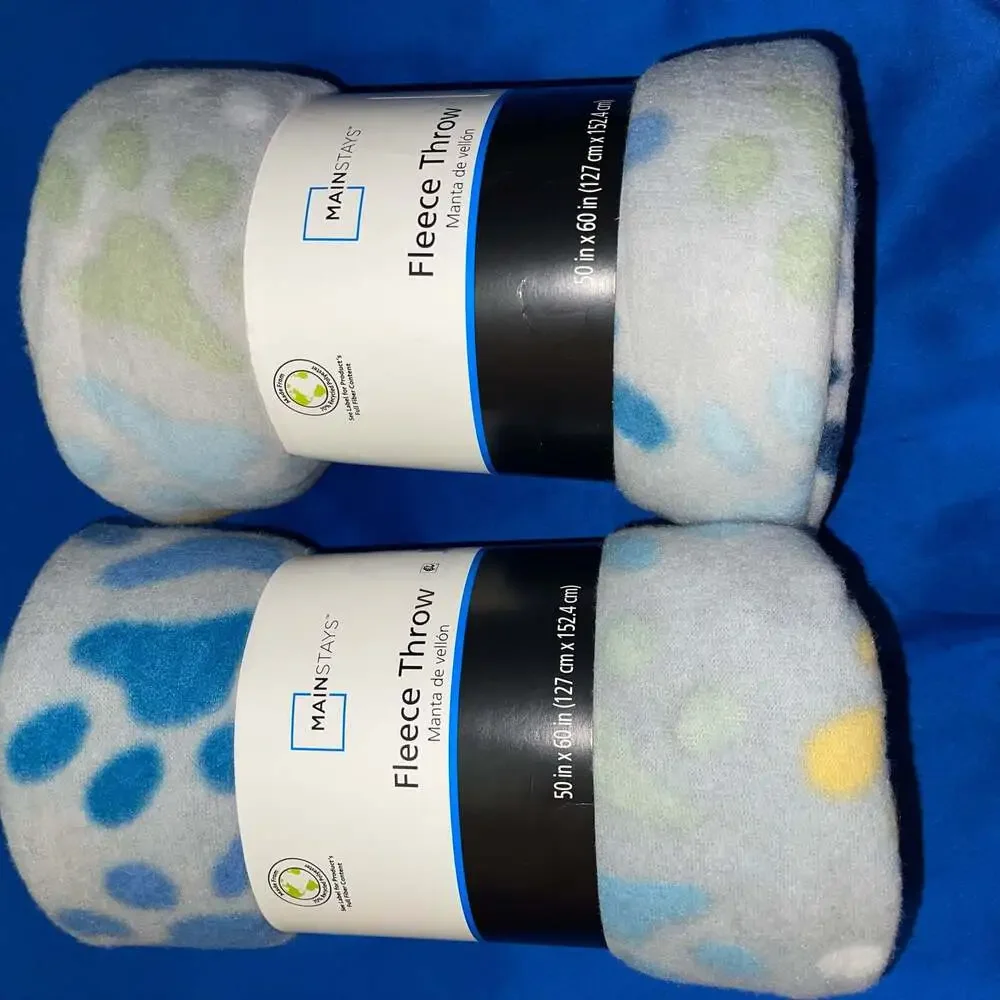Bundle of two Gray Paw Fleece Throw Blanket 50